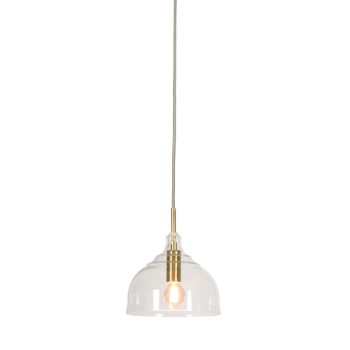 Hanglamp glas Brussels dia.20xh.22cm transparant/goud, rond
